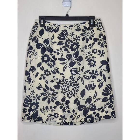 Vintage Ann Taylor classic cream black floral skirt - 6 - Picture 1 of 4